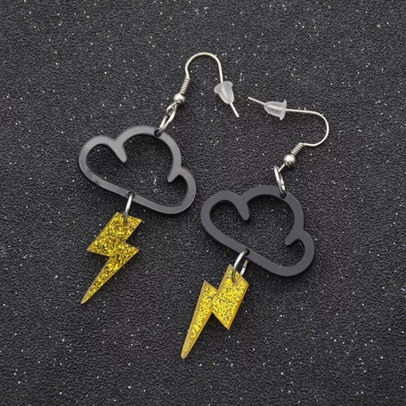 Jewelry - Black Cloud Lightning Bolt Earrings